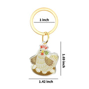 Cute Chicken With Eggs Keychain - Adorable Hen with Nest, Mother Hen Acrylic Keychain